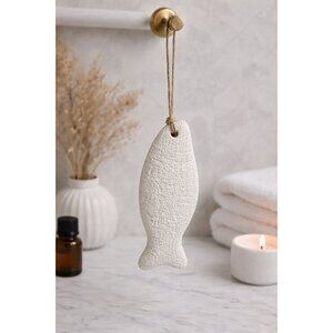 Fish Shaped Ceramic Aroma Stone – Hanging Essential Oil Diffuser – White Bisque